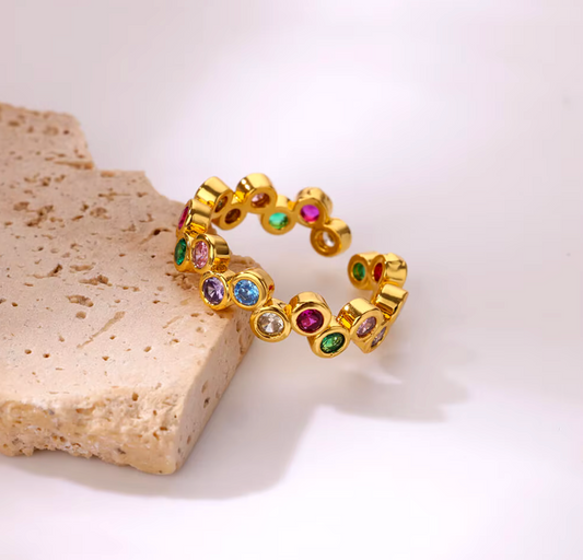 Adjustable Round Rainbow Ring
