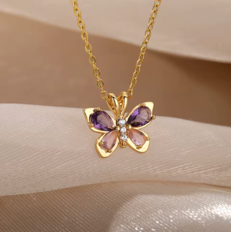 Amethyst Flutter Butterfly Necklace